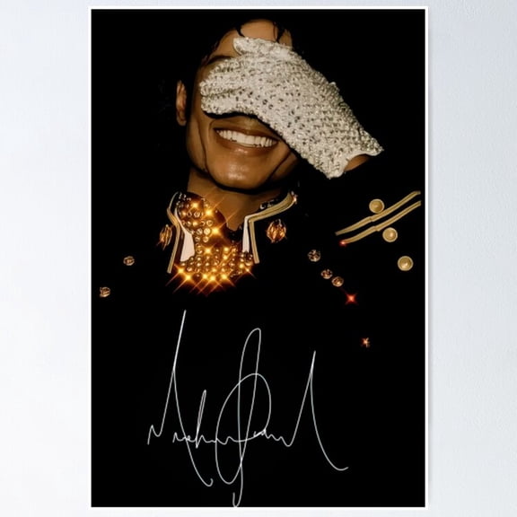 Legendary Pop King Single Glove Performance Silhouette Wall Art Music Decor, Unframed Poster