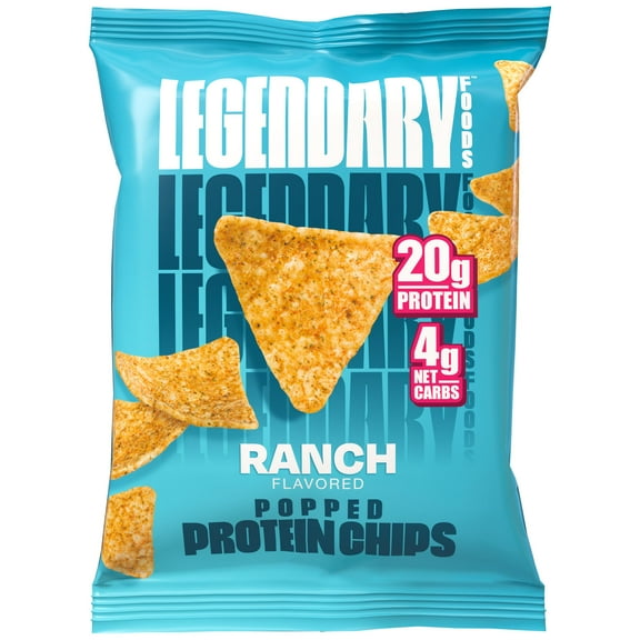Legendary Popped Protein Chips, 20g Protein, Ranch, 34g per individual bag