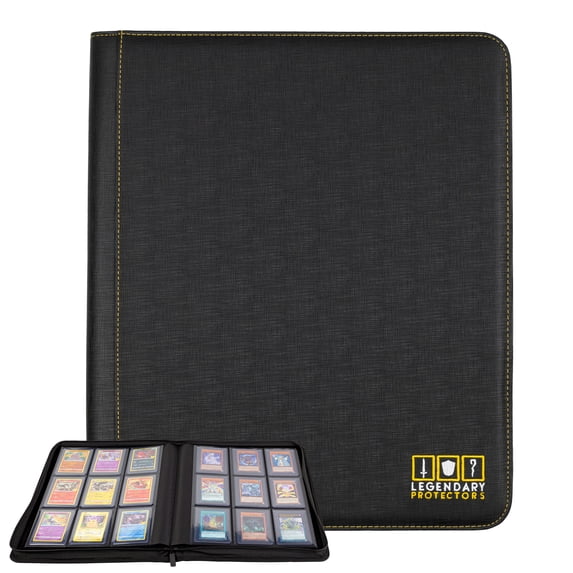 Legendary Protectors Toploader Binder, Holds 216 Toploaders, 9 Pocket, Double-Sided Sleeves for 3" x 4" Rigid Card Holders, Ideal for Trading Cards or Sports Cards, Leather Reinforced, Stitched Edges