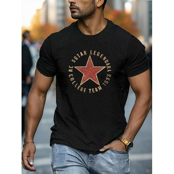 Legendary Red Star 1978 College Team - Men's Casual Short Sleeve T-Shirt, Breathable Polyester, Summer Fashion