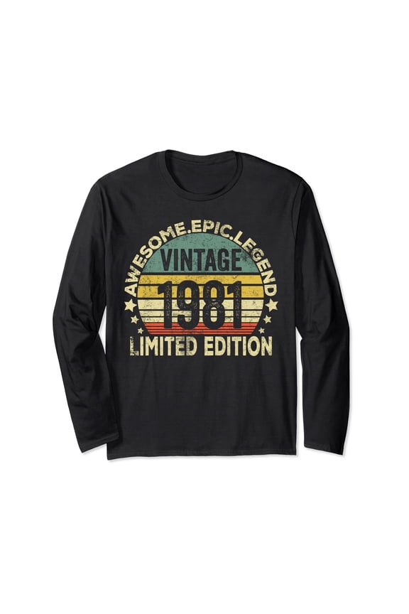 Legendary Retro 40 Year Old Birthday 1981 Long Sleeve T-Shirt for Awesome Celebrations