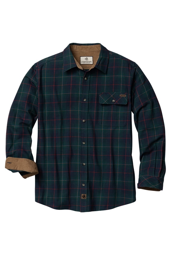 Men's Buck Camp Flannel Shirt Long Sleeve Button Down 100% Cotton