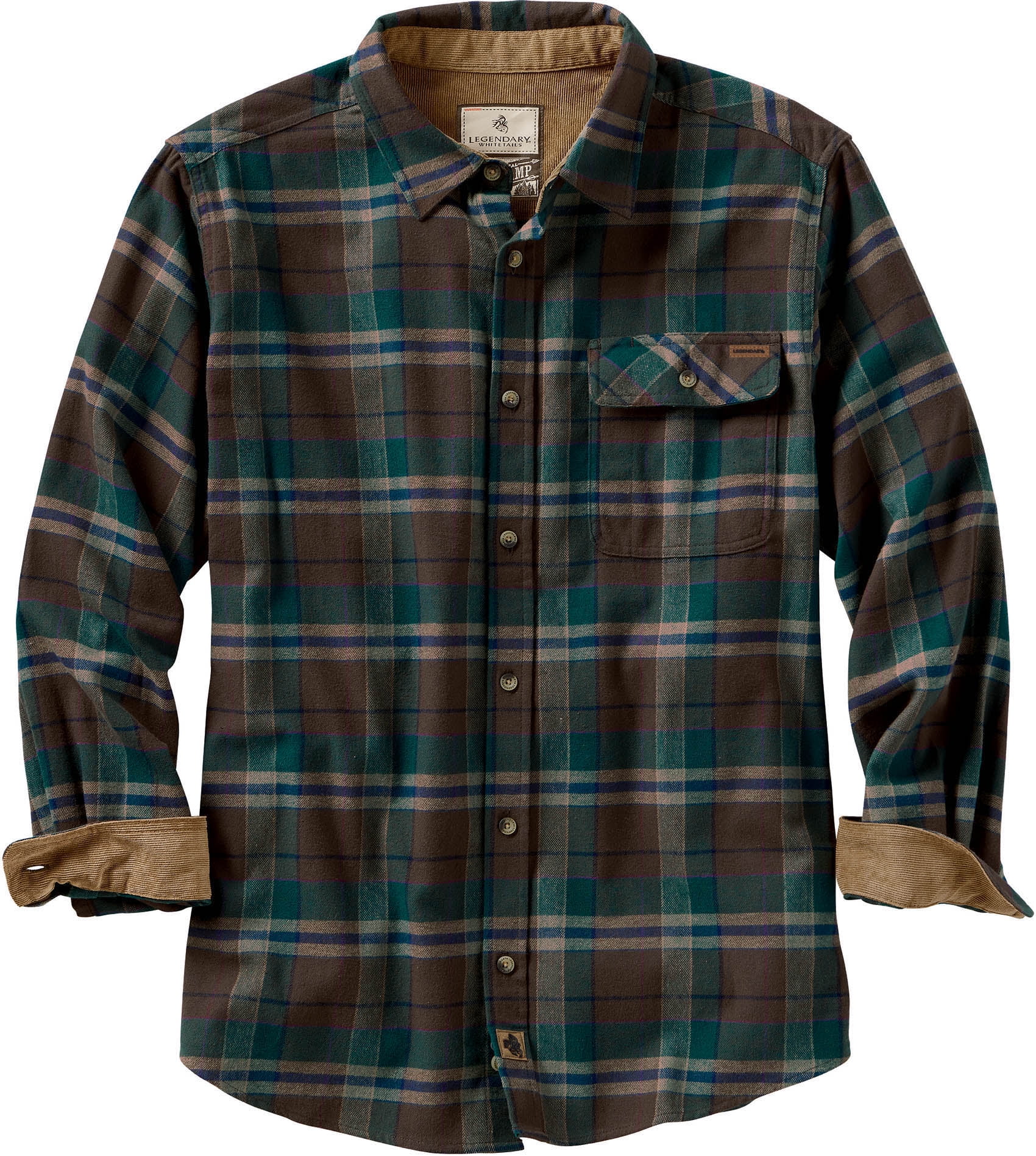Legendary Whitetails Men's Buck Camp Flannel Shirt, Long Sleeve Plaid ...