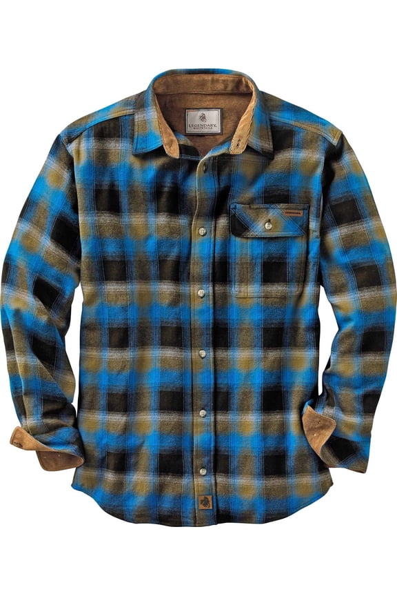 Men's Buck Camp Flannel Shirt Long Sleeve Button Down 100% Cotton