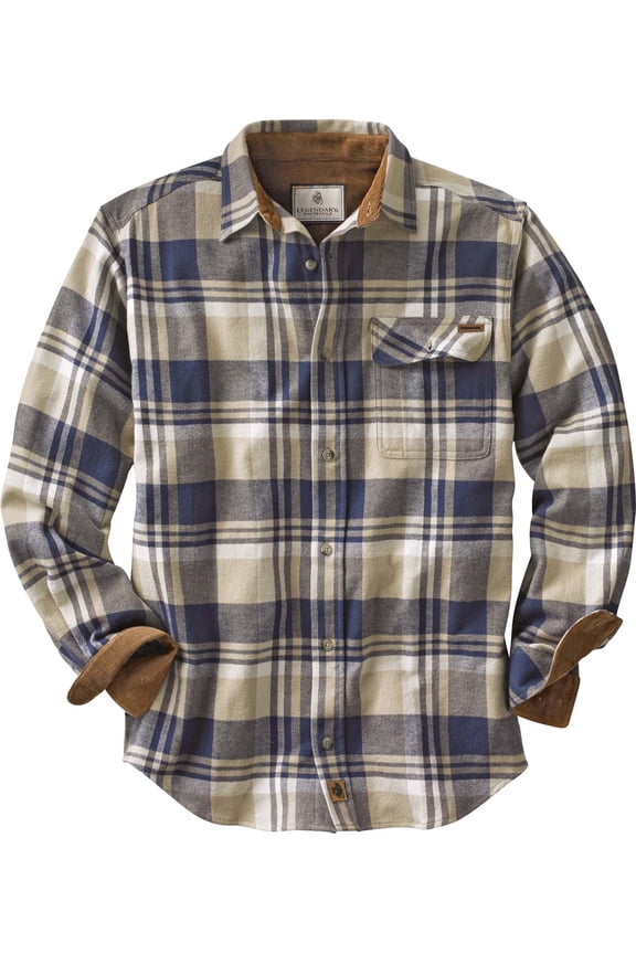 Men's Buck Camp Flannel Shirt Long Sleeve Button Down 100% Cotton