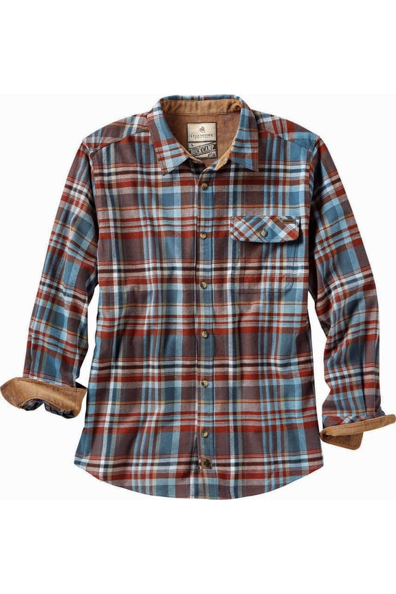 Men's Buck Camp Flannel Shirt Long Sleeve Button Down 100% Cotton