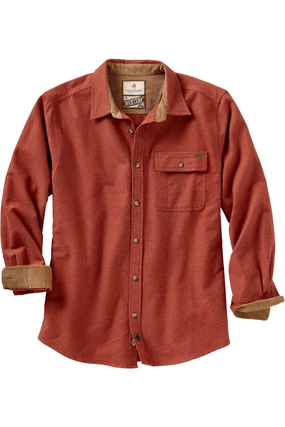 Men's Buck Camp Flannel Shirt Long Sleeve Button Down 100% Cotton