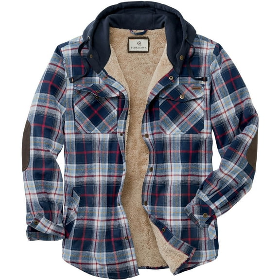 Legendary Whitetails Men's Camp Night Berber Lined Hooded Flannel Shirt Jacket