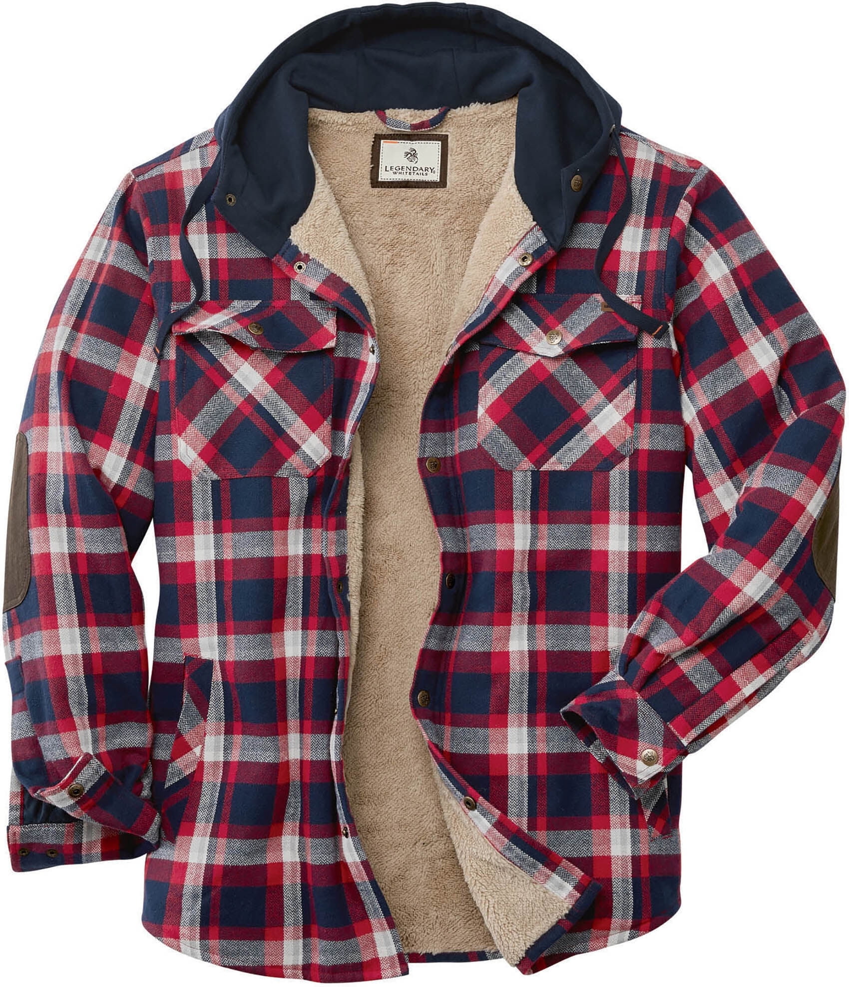 Legendary Whitetails Men s Camp Night Berber Lined Hooded Flannel Shirt Jacket Walmart