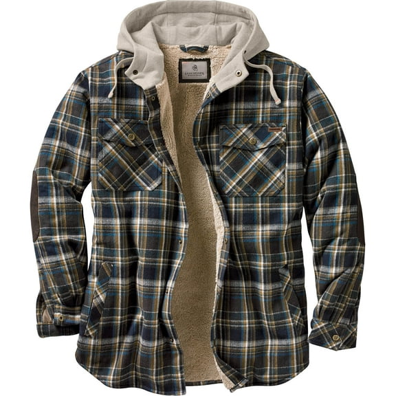 Legendary Whitetails Men's Camp Night Berber Lined Hooded Flannel Shirt Jacket