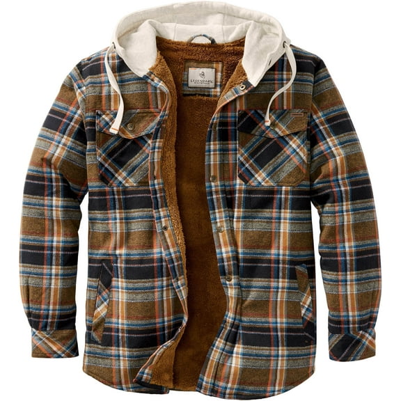 Legendary Whitetails Men's Camp Night Berber Lined Hooded Flannel Shirt Jacket