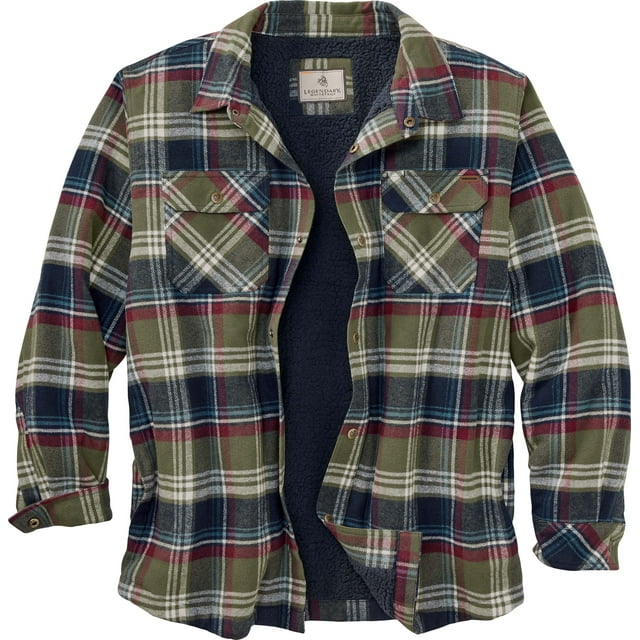 Legendary Whitetails Men's Deer Camp Berber Lined Flannel Shirt Jacket
