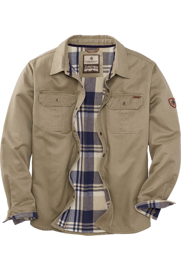 Men's Journeyman Flannel Lined Shirt Jacket Water Resistant Waxed Cotton