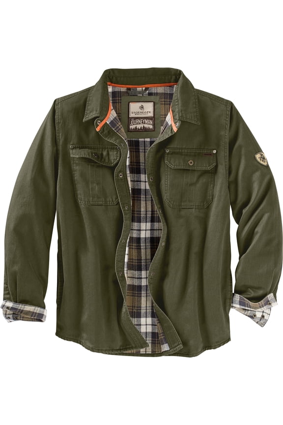 Men's Journeyman Flannel Lined Shirt Jacket Water Resistant Waxed Cotton