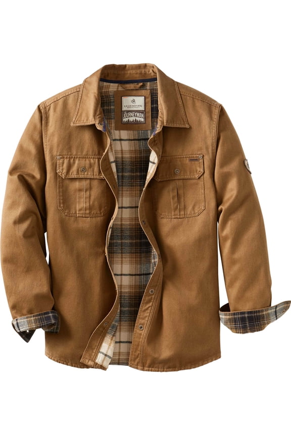 Men's Journeyman Flannel Lined Shirt Jacket Water Resistant Waxed Cotton