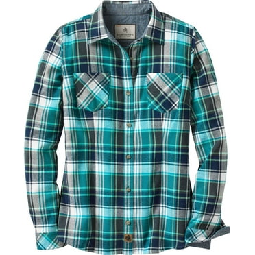 Legendary Whitetails Women's Cottage Escape Flannel Long Sleeve Plaid and Solid Color Clothes for Women, Fitted Button Down