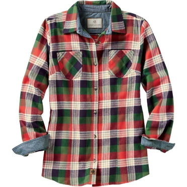 Legendary Whitetails Women's Cottage Escape Flannel Long Sleeve Plaid and Solid Color Clothes for Women, Fitted Button Down