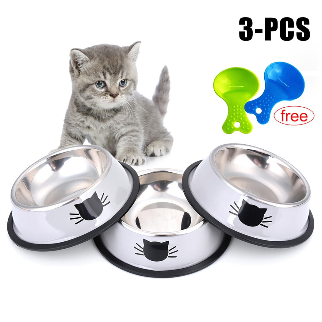 Legendog 3PCS Pet Bowl Stainless Steel Nonskid Base Dog Bowl Cat Bowl