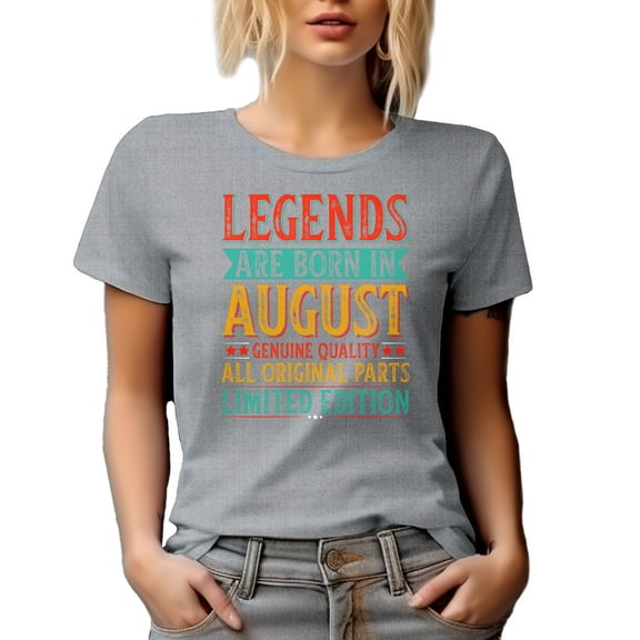 Legends Are Born in August, Birthday Month Themed, Bday Celebrant, Heather Grey T-Shirt, Small