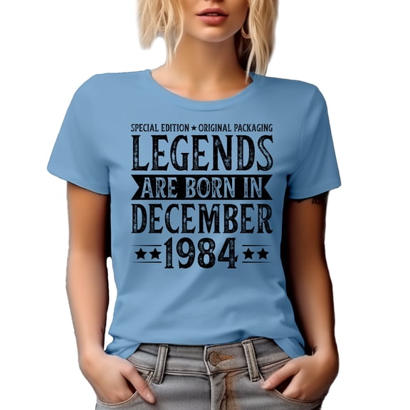 Legends Are Born in December 1984, Birthday Month & Year Themed, Bday Celebrant, Baby Blue T-Shirt, XL