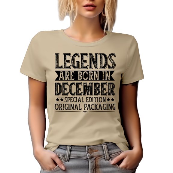 Legends Are Born in December, Bday Celebrant, Birthday Month Themed, Tan T-Shirt, Small