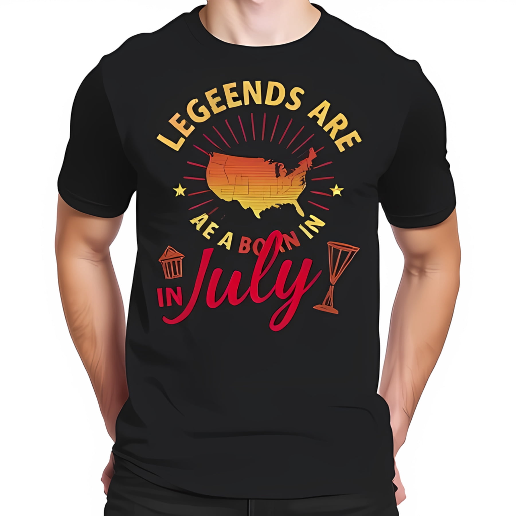 Legends Are Born in July Cotton Short Sleeve T-Shirt - Vibrant Sunset ...