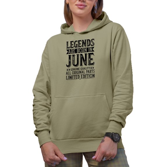 Legends Are Born in June, Bday Celebrant, Birthday Month Themed, Sand Hooded Sweatshirt or Hoodie, XL