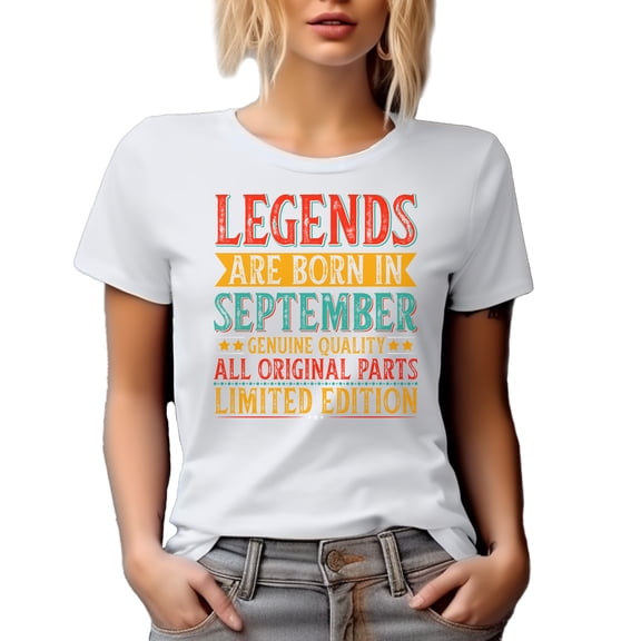 Legends Are Born in September, Birthday Month Themed, Bday Celebrant, White T-Shirt, Large