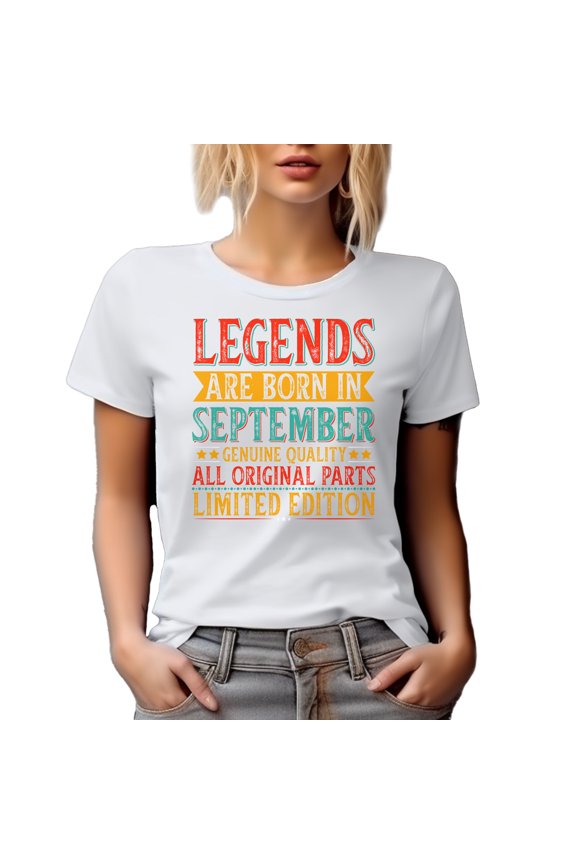 Legends Are Born in September, Birthday Month Themed, Bday Celebrant, White T-Shirt, XL