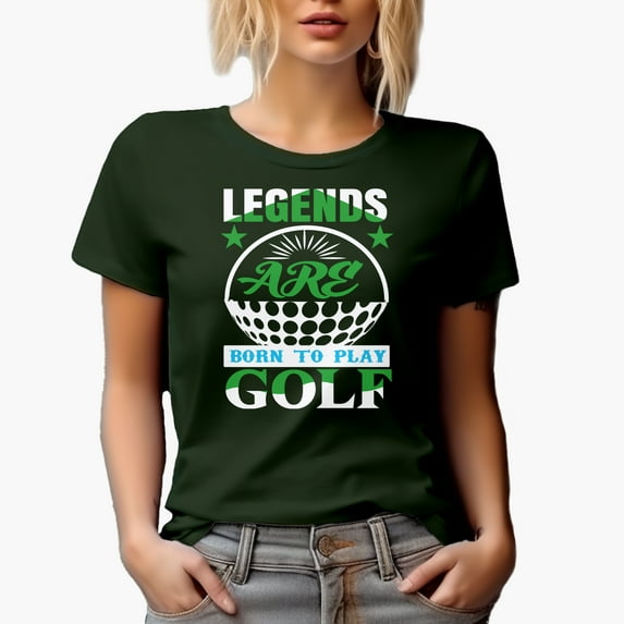 Legends Are Born to Play Golf Quote, Golf Player, Golfing or Golfer Themed Merch Gift, Military Green T-Shirt, Small