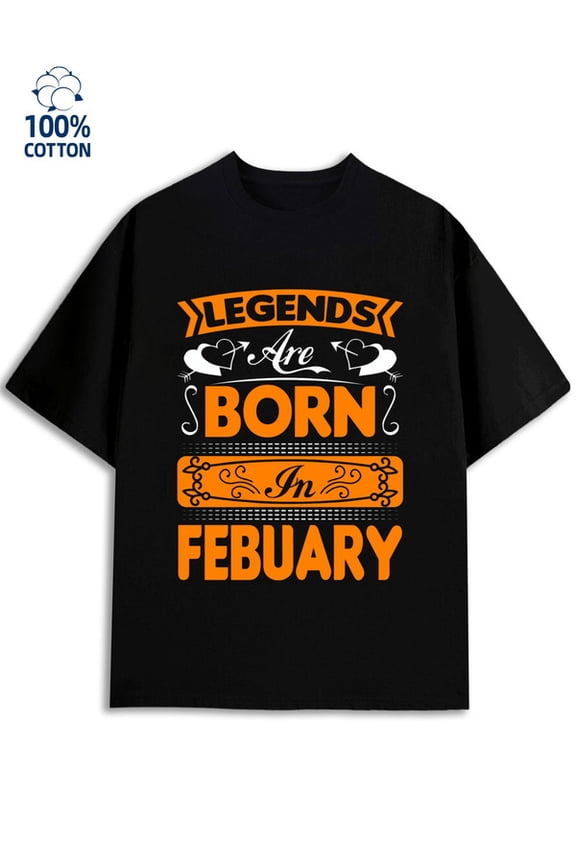 Legends Born in Feb men's funny humor 180G 100% Cotton black vintage sixty years old Classic Unisex Shirt Cotton tshirts Unique Design Unisex Shirt Graphic Tee tshirts