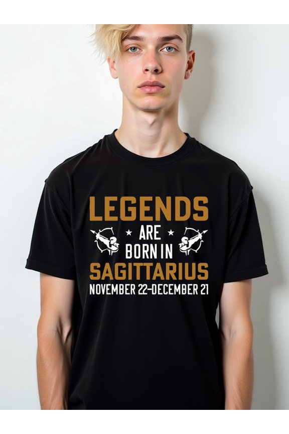 Legends Born in Sagittarius Men's Crew neck T-shirts black short gifts Weekend casual wear Stylish summer outerwear Retro Unisex Shirt Cotton tshirts