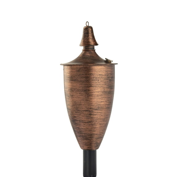 Legends Direct Elegant Premium Metal Torch, 53" Tall- Tiki Style /w Snuffer, Fiberglass Wick & Large 20oz Oil Lamp for Deck, Patio, Lawn, Garden, Luau (Large Brushed Bronze)