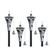 Legends Direct Set of 4, Oahu Premium Metal Outdoor Torches for Patio, Lawn and Garden - Tiki Style Metal Torch /w Snuffer, Fiberglass Wick & Large 16oz Oil Lamp - 53" Tall (Whitewash)