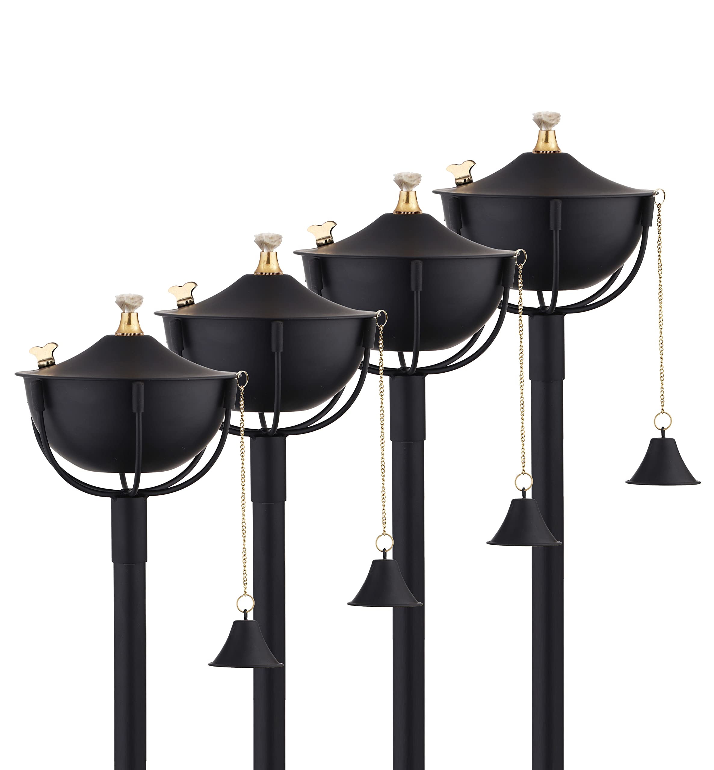Maui Black Steel Tiki Torches with Snuffer Set of 4