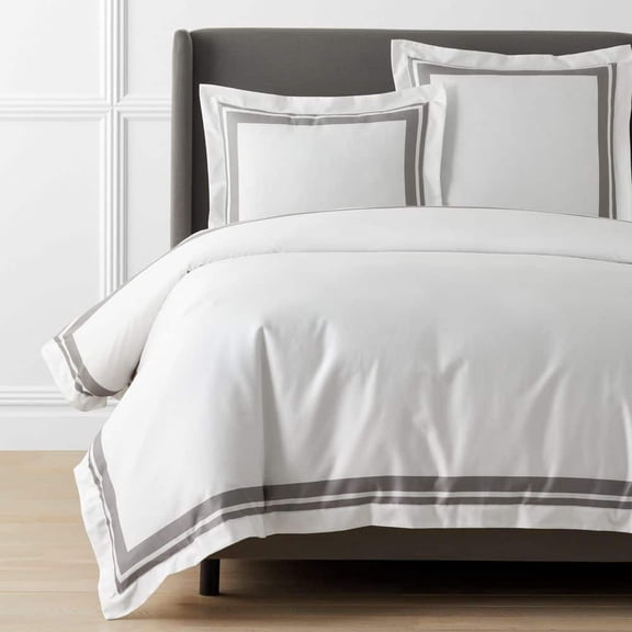 Legends Hotel Supima Double Border Silver Twin/Twin XL Wrinkle-Free Sateen Duvet Cover