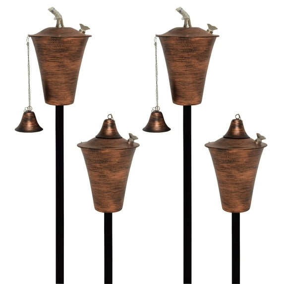 Legends International Kona Style Tiki Torch Brushed Bronze - 4 Pack