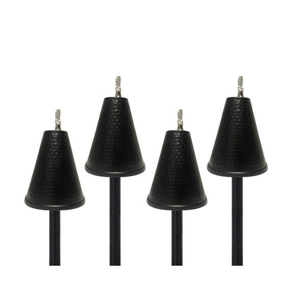 Legends International Large Hawaiian Cone Tiki Torch Hammered Black - 4 Pack