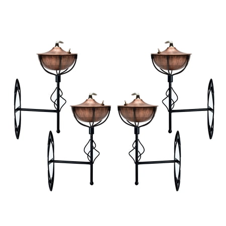 Legends International Maui Style Tiki Torch in Ornamental Sconce Brushed Bronze - 4 Pack