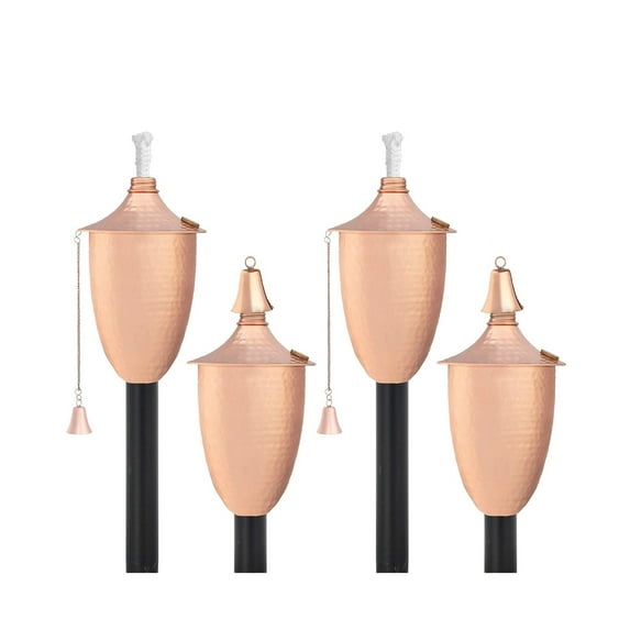 Legends International Small Elegant Tiki Torch Hammered Copper - 2 Pack
