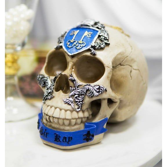 Legends King Arthur Roundtable Knights Sir Kay With Golden Crown Skull Statue