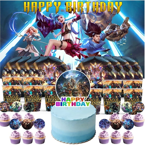 Legends LOL Birthday Cups Party Supplies Decor Backdrop Paper Plates Fans Decorations Banner