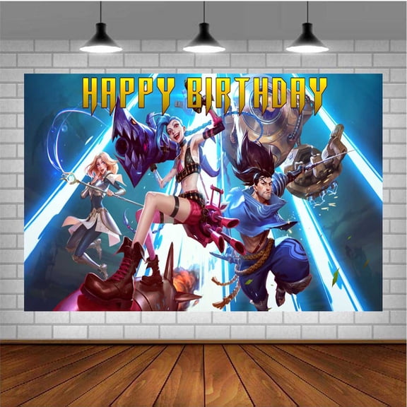 Legends LOL Themed Birthday Backdrop Banner - Hanging Wall Decor Tapestry for Party Celebrations