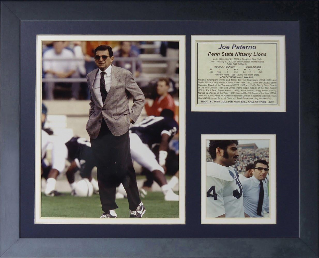 Legends Never Die Joe Paterno Framed Photo Collage - 16x20 Inches, Black Lacquered Frame