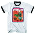 thumbnail image 1 of Legends Of Cthulhu Battle Scene Mens White Ringer T-Shirt | M, 1 of 1