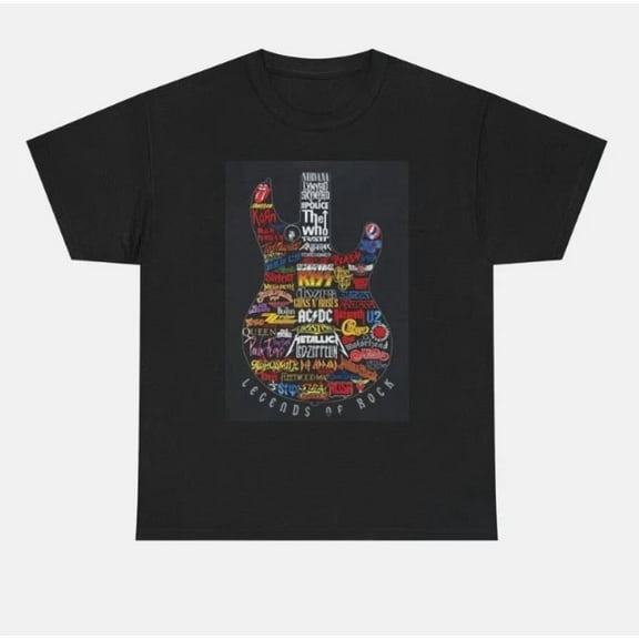 Legends Of Rock Guitar Graphic T Shirt Vintage Unisex Heavy Cotton Tee