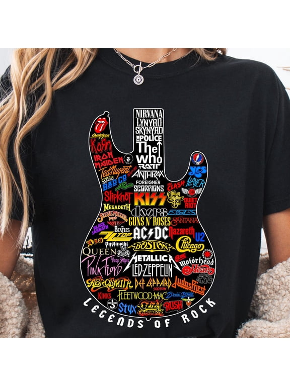 Legends Of Rock T-Shirt: Vintage Guitar Graphic Tee For Music Lovers BLACK Unisex S-5XL Hot Trending Shirt, Vintage Birthday Gift