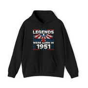 Legends Were Born In 1951 Patriotic Birthday Graphic Hoodie Sweatshirt, Sizes S-5XL