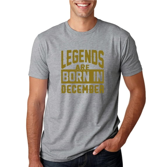 Legends are Born in December Gold Mens Fashion Graphic T-Shirt