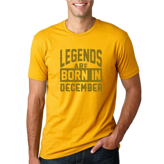 Legends are Born in December Gold Mens Fashion Graphic T-Shirt